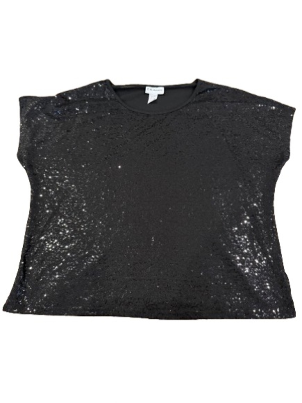 C.D. Daniels Women’s Black Sequin Short Sleeve Tee - Sleek Evening Top Size 1X